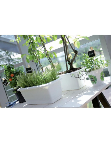 Skrzynka doniczka balkonowa z podstawką respana set szary kamienny