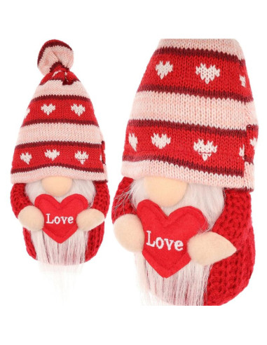 Skrzat gnom z sercem love 19cm dekoracja walentynkowa