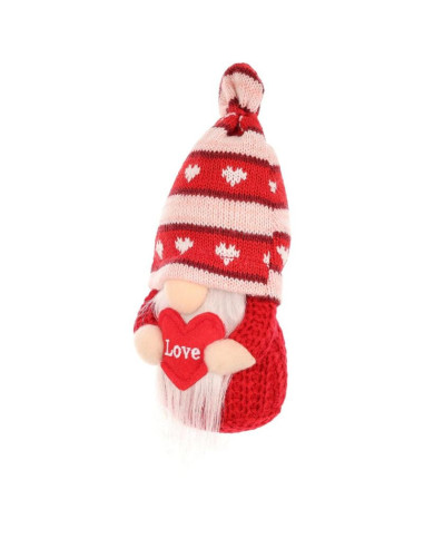 Skrzat gnom z sercem love 19cm dekoracja walentynkowa