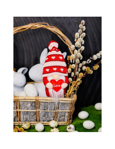 Skrzat gnom z sercem love 19cm dekoracja walentynkowa