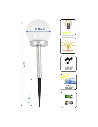 Lampa solarna kula mleczna 10x35cm
