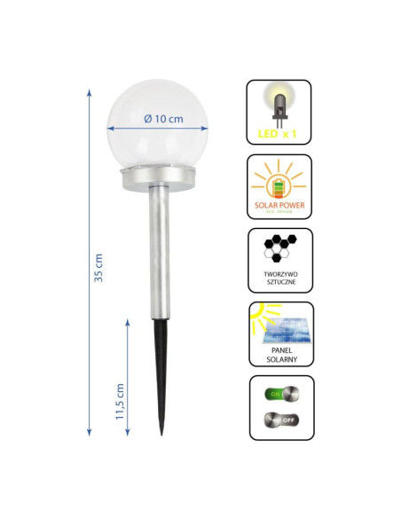 Lampa solarna kula mleczna 10x35cm