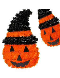 Figurka dekoracyjna dynia 35cm halloween pomarańczowy pasek