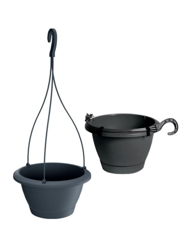 Doniczka respana wisząca antracyt 24cm