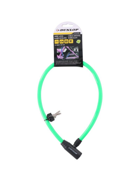 Zapięcie rowerowe dunlop linka zamek 0.4x65cm zielony