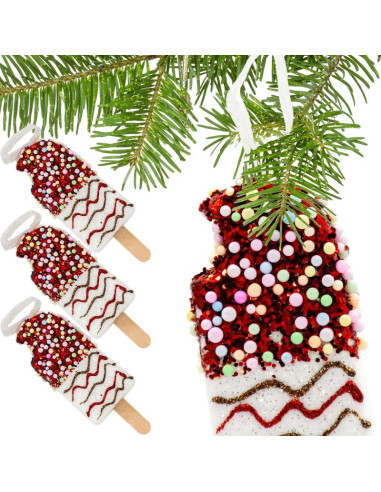 Lody dekoracja wisząca bombka 3szt biały