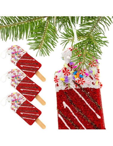 Lody dekoracja wisząca bombka 3szt czerwony