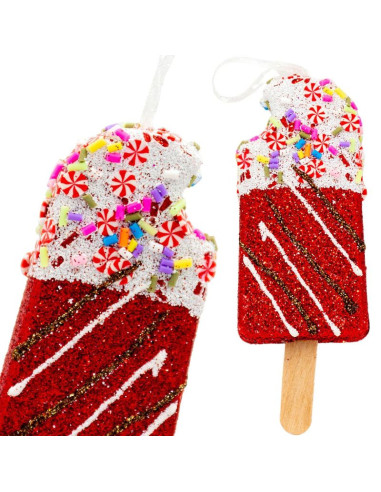 Lody dekoracja wisząca bombka 3szt czerwony