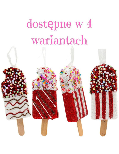 Lody dekoracja wisząca bombka 3szt czerwony