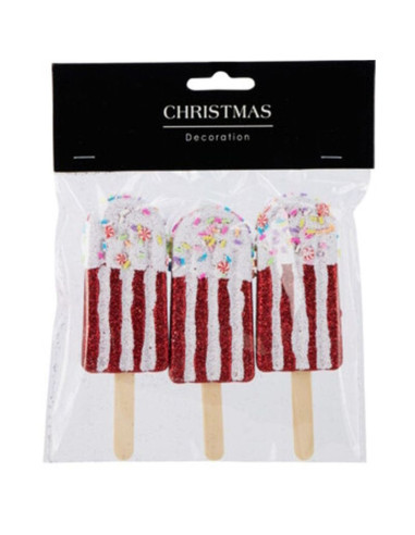 Lody dekoracja wisząca bombka 3szt czerwony