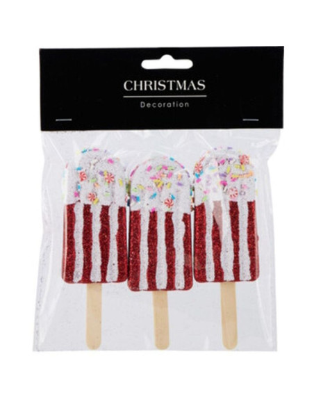 Lody dekoracja wisząca bombka 3szt czerwony