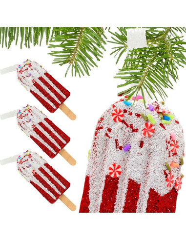 Lody dekoracja wisząca bombka 3szt czerwony