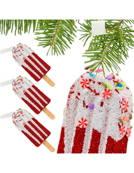 Lody dekoracja wisząca bombka 3szt czerwony