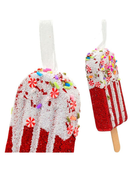 Lody dekoracja wisząca bombka 3szt czerwony