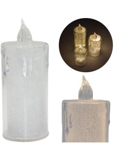 Świeca dekoracyjna 12,5 cm transparent ciepły biały 1 led