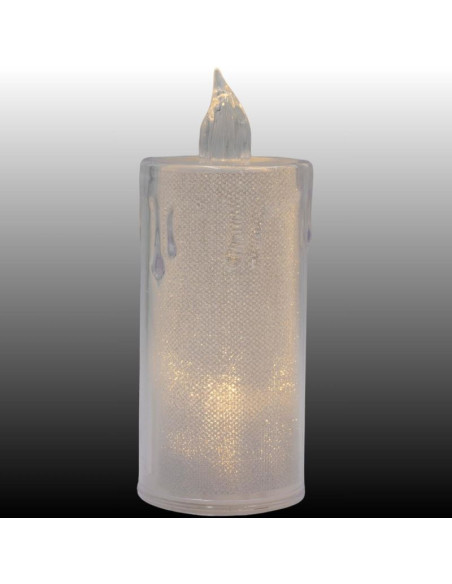 Świeca dekoracyjna 12,5 cm transparent ciepły biały 1 led