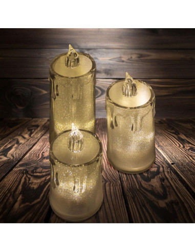 Świeca dekoracyjna 12,5 cm transparent ciepły biały 1 led