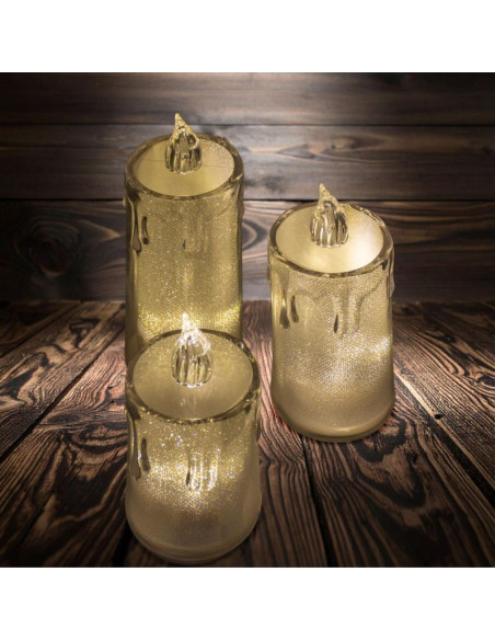 Świeca dekoracyjna 12,5 cm transparent ciepły biały 1 led