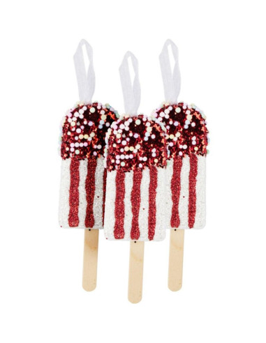 Lody dekoracja wisząca bombka 3szt biały