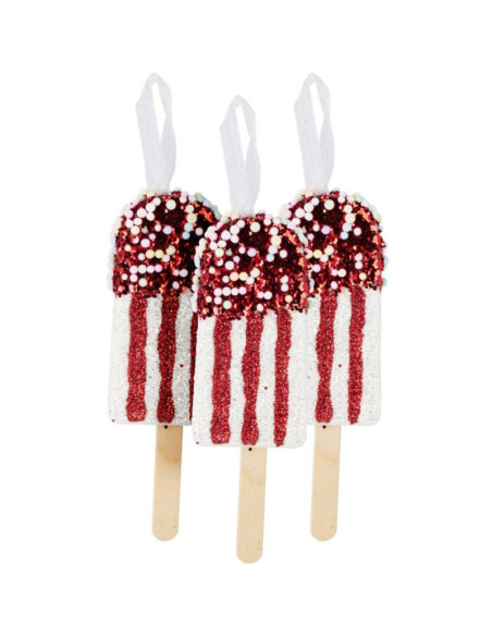 Lody dekoracja wisząca bombka 3szt biały