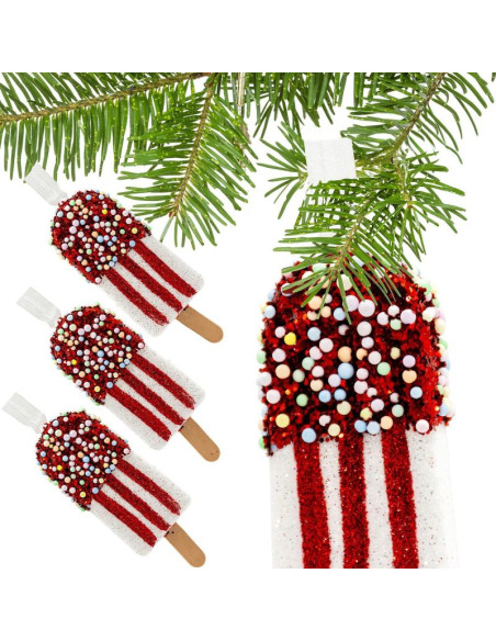 Lody dekoracja wisząca bombka 3szt biały