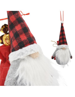 Mikołajek dekoracyjny gnom skrzat z workiem na prezent 20cm