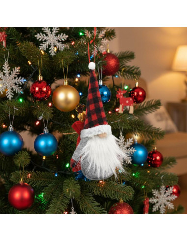 Mikołajek dekoracyjny gnom skrzat z workiem na prezent 20cm