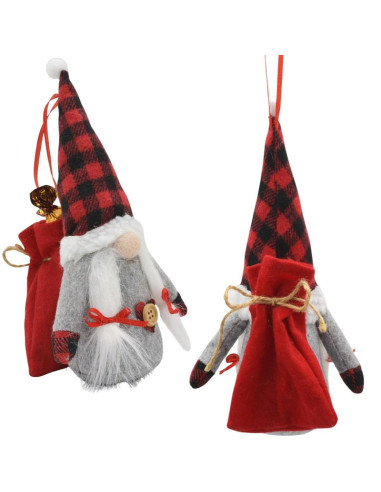 Mikołajek dekoracyjny z workiem na prezent 20cm girl