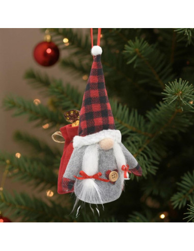Mikołajek dekoracyjny z workiem na prezent 20cm girl