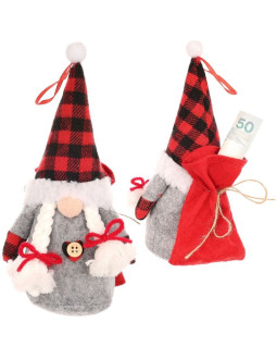 Mikołajek dekoracyjny z workiem na prezent 20cm girl