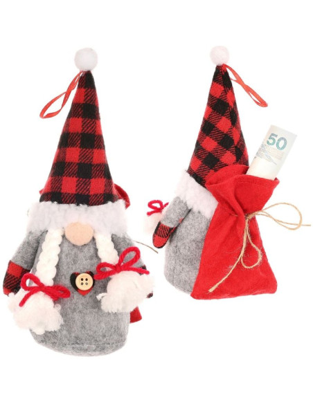 Mikołajek dekoracyjny z workiem na prezent 20cm girl