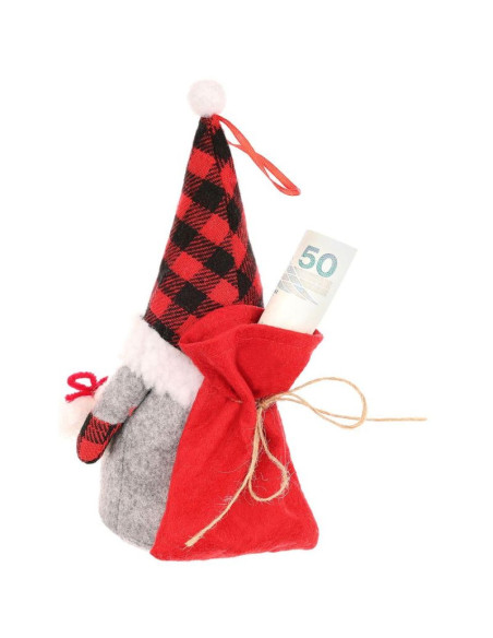 Mikołajek dekoracyjny z workiem na prezent 20cm girl
