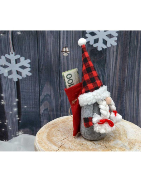 Mikołajek dekoracyjny z workiem na prezent 20cm girl