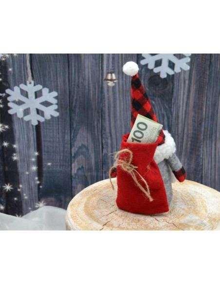 Mikołajek dekoracyjny z workiem na prezent 20cm girl