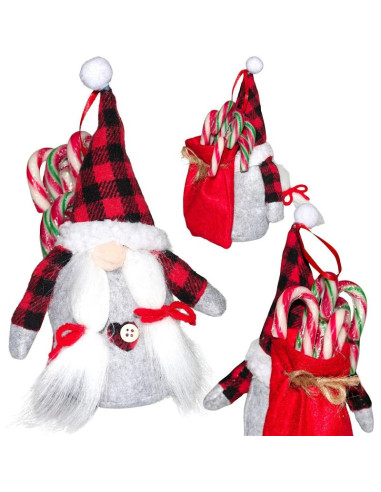 Mikołajek dekoracyjny z workiem na prezent 20cm girl