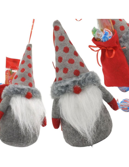 Mikołajek dekoracyjny z workiem na prezent 20cm szary
