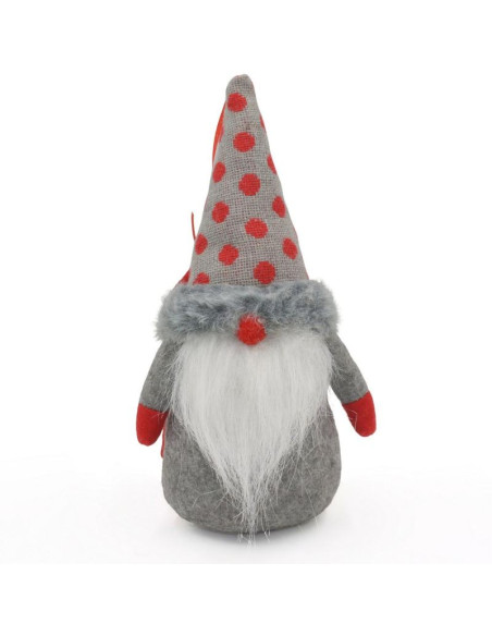 Mikołajek dekoracyjny z workiem na prezent 20cm szary