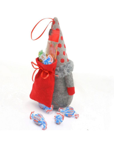Mikołajek dekoracyjny z workiem na prezent 20cm szary