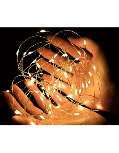 Lampki druciki na baterie girlanda 100 led ciepły biały