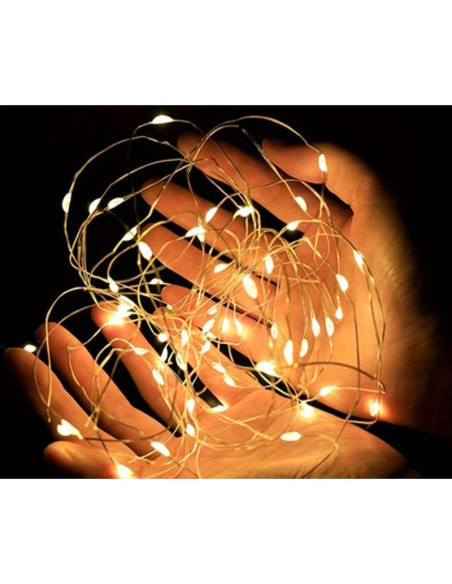 Lampki druciki na baterie girlanda 100 led ciepły biały