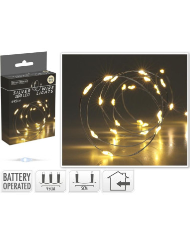 Lampki druciki na baterie girlanda 100 led ciepły biały