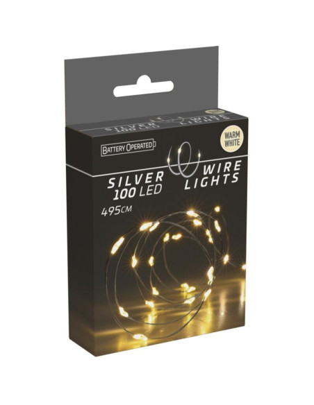 Lampki druciki na baterie girlanda 100 led ciepły biały
