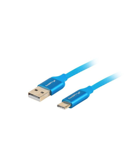 Kabel lanberg premium qc 3.0 ca-usbo-22cu-0005-bl (usb 2.0 typu a m - usb typu c m  0,50m  kolor niebieski)
