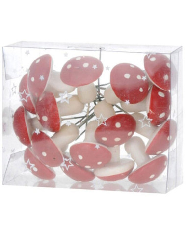 Figurka dekoracyjna grzybki muchomorki na druciku 16szt