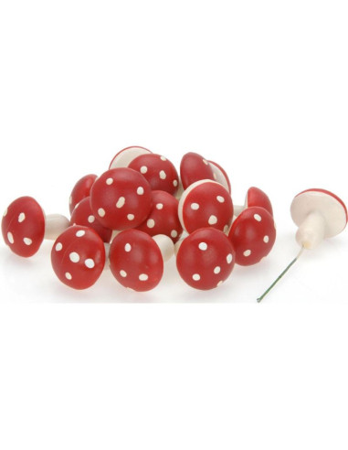 Figurka dekoracyjna grzybki muchomorki na druciku 16szt