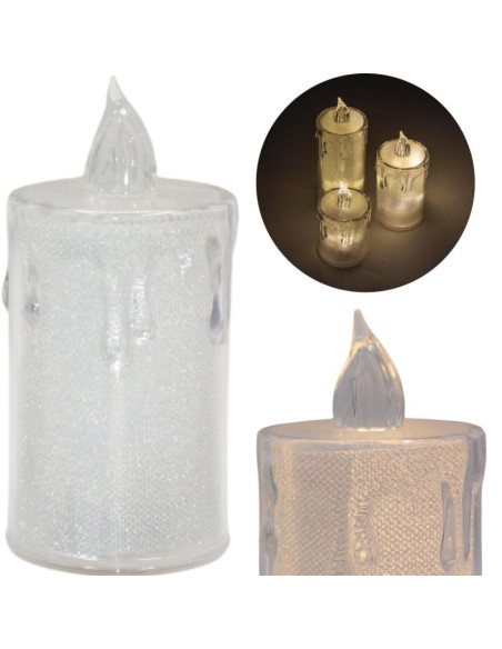 Świeca dekoracyjna 10,5 cm transparenta ciepły biały 1 led