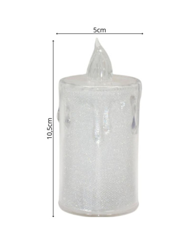 Świeca dekoracyjna 10,5 cm transparenta ciepły biały 1 led