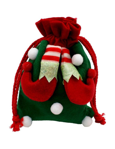 Świąteczny woreczek na prezent 20x15cm nogi elfa