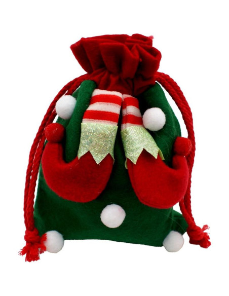 Świąteczny woreczek na prezent 20x15cm nogi elfa