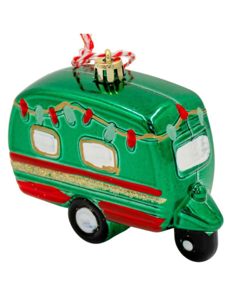 Ozdoba wisząca bombka przyczepa kempingowa zielony
